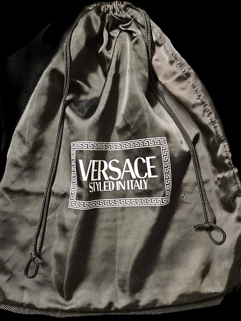 Versace XL Dust Bag 15.5x13.5 Black Drawstring Handbag Tote Purse Storage Bag